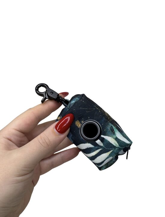 BLUISH GREEN+LEAVES WASTE BAG HOLDER 